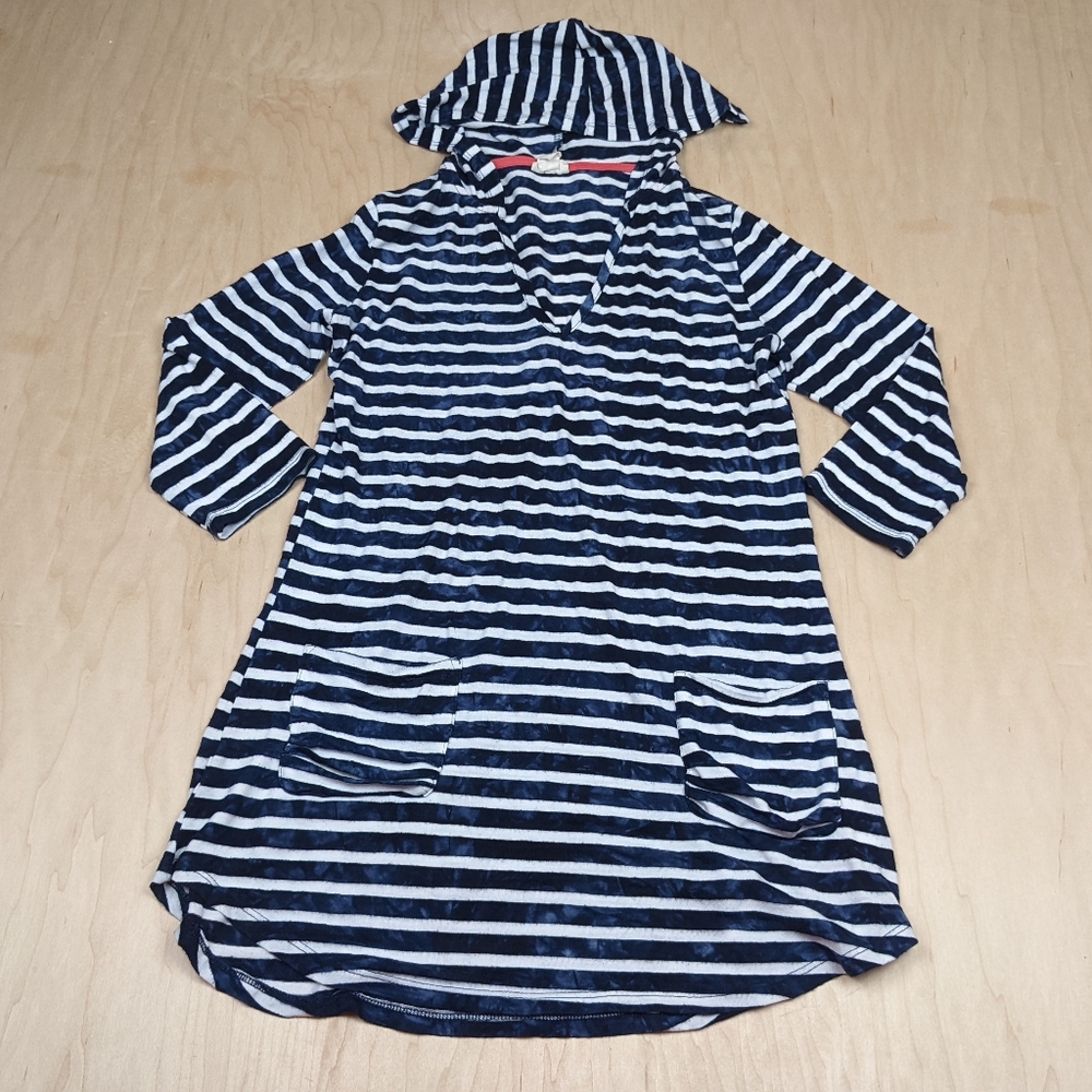 Dakini, Hooded, Long, Pocketed, Striped & Tie-dyed Top (S)